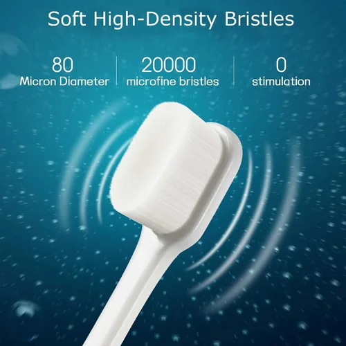 Vista 2 de Cepillo de dientes suave para encías sensibles, cepillo de dientes ultrafino para adultos, embarazadas y ancianos, color verde y puente, paquete de 2