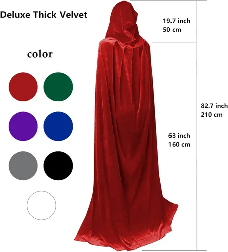 Vista 6 de HOMELEX Capa unisex de terciopelo negro para adultos, de longitud completa, con capucha, capa de Halloween