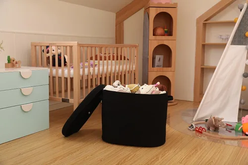 Vista 9 de Cesta rectangular extragrande de cuerda de 22 x 14 x 18 pulgadas con tapa, cesta decorativa de almacenamiento de mantas, baúl de algodón con funda