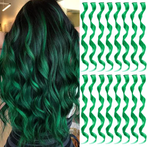 Vista 8 de 16 extensiones de cabello sintético rizado y ondulado con clip, para niñas y mujeres, coloridos resaltados para fiestas, cosplay, festival, regalo