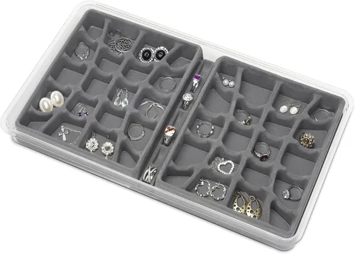 Vista 3 de Whitmor Bandeja apilable para joyas de 47 secciones, color gris 40