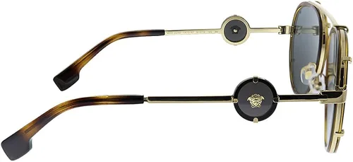Vista 4 de Versace VE 2232 147087 Havana Metal Aviator Gafas de sol Gris Lente