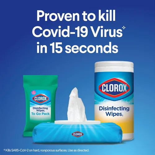 Vista 4 de Clorox Paquete económico de toallitas desinfectantes, paquete de viaje de 24 x 9 ct de aroma fresco y 3 toallitas de limón crujiente y aroma fresco
