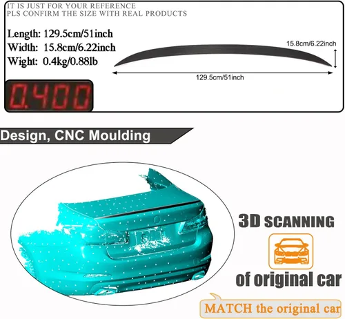 Vista 5 de Alerón de maletero de fibra de carbono real para BMW Serie 5 G30 520i 530i 540i M550i M Sport F90 M5 Sedan 2017-2021 CF Tapa trasera de arranque
