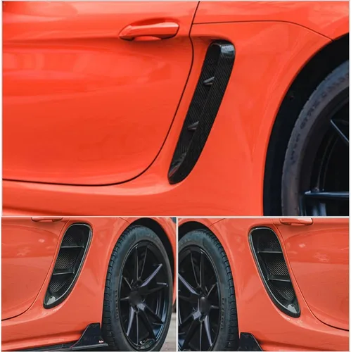 Vista 3 de Recorte de fibra de carbono seca para Porsche 718 Boxster Cayman 2016-2025 Marco de moldeo de admisión de aire cubierta de entrada de aire cubierta