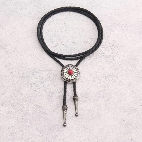 Vista 421 de Jeilwiy Corbata de bolo para hombre, corbata de vaquero occidental, collar de corbata de bolo dorado, corbata de cuero, corbata de Halloween