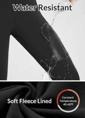 Vista 36 de baleaf Leggings con forro polar para mujer, impermeables, pantalones de senderismo de invierno, mallas térmicas para correr, bolsillos