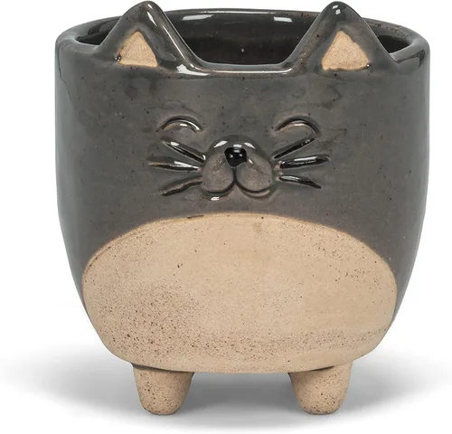 Vista 7 de Abbott Collection - Maceta de gres con gato en patas - Grande (12.7 cm de alto) Gres, gris, 5 "H