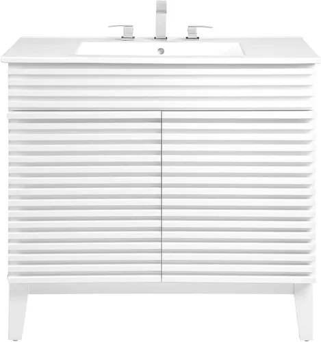 Vista 144 de Modway Render 23.5" tocador de baño en nogal (lavabo no incluido)