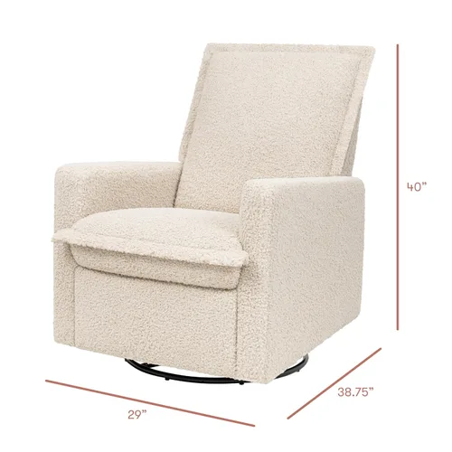 Vista 2 de Babyletto Cali Flange reclinable y planeador giratorio en lazo de peluche almendra, Greenguard Gold y certificado CertiPUR-US GREENGUARD Gold &