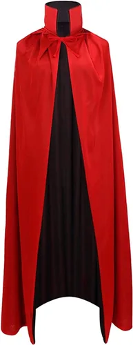 Vista 3 de SZCXTOP Capa de vampiro de Halloween, unisex, para adultos o niños, reversible, con cuello alto, para fiestas, disfraces de cosplay, Negro + rojo