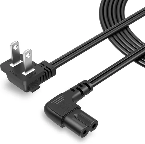 Vista 9 de CableCreation Cable de alimentación angular no polarizado de 2 ranuras en ángulo de 18 AWG (IEC320 C7 a Nema 1-15P), 3.0 ft / negro