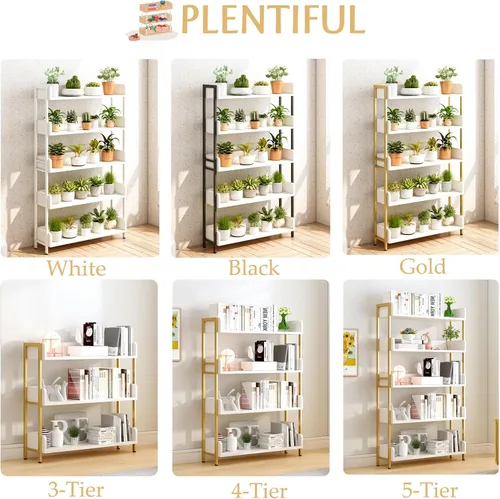 Vista 7 de Estantería de Libros Abierta y Amplia - Moderna Estantería de Libros de Exhibición de Pie de 3 Niveles con Paneles de Tres Lados para Hogar y Blanco