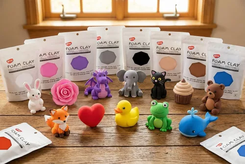 Vista 3 de BOHS Arcilla de modelado de espuma de 12 colores, para cosplay, proyectos escolares, impresión de manos de bebé, slime, esponjoso, secado al aire
