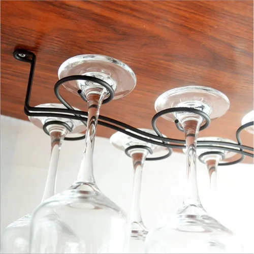 Vista 5 de Soporte para copas de vino para debajo del gabinete, bronce aceitado para 6 tazas, estilo vintage, acero inoxidable, montado en la pared, colgador