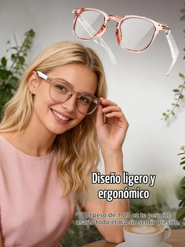 Vista 3 de Gafas Bluetooth para mujeres y hombres con Bluetooth 5.4, gafas de traducción con bloqueo de luz azul y lentes de cambio de color, asistente de voz