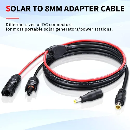 Vista 7 de ELECTOP Conector de panel solar a cable adaptador de CC de 0.315 in, enchufe de alimentación de CC de 6 pies con convertidor de 0.217 x 0.098 in