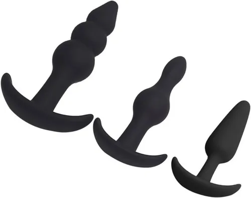 Vista 4 de ERUN Tapón anal de silicona con cuentas de tapón anal, paquete de 3 tapones anales, juego de entrenamiento desde principiantes hasta jugadores