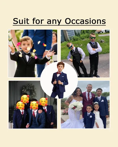 Vista 6 de Trajes de 5 piezas para niños, conjunto formal de portador de anillo de boda