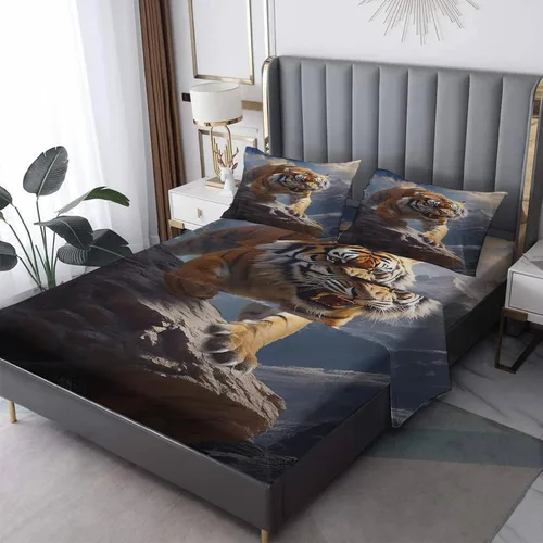 Vista 19 de Juego de sábanas tamaño individual con águila calva, sábanas de cama de águila, microfibra suave y bolsillo profundo y sábanas estampadas sin
