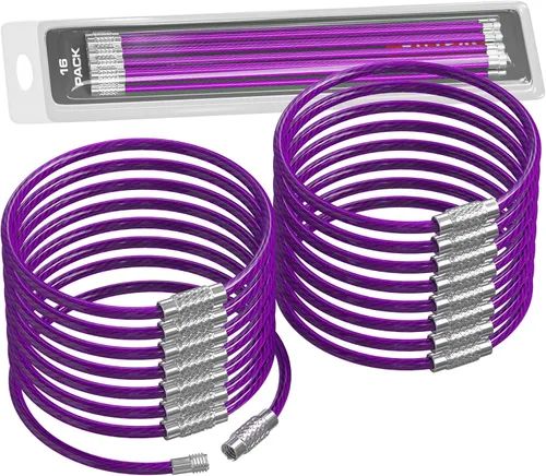 Vista 11 de Llavero grande de alambre de cable para coche, llaveros de bucle resistente, anillos de mosquetón de acero inoxidable