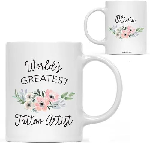 Vista 27 de Andaz Press Taza de café personalizada de 11 onzas, taza ejecutiva de relaciones públicas más grande del mundo, flor de anémona rosa, 1 paquete