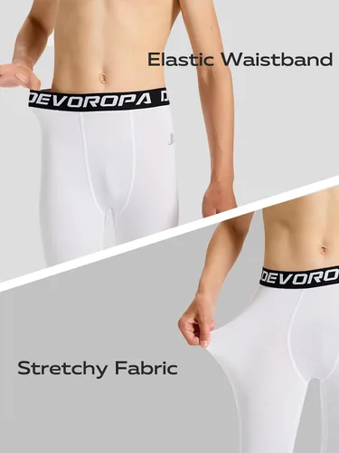 Vista 6 de DEVOROPA Leggings de compresión para niños y jóvenes, mallas deportivas con forro polar térmico