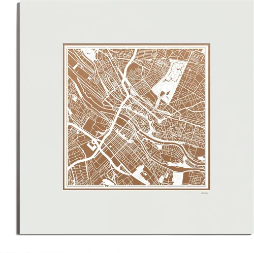 Vista 128 de O3 Design Studio Mapa de corte de papel de París, color negro mate, 20 x 20 pulgadas, arte en papel