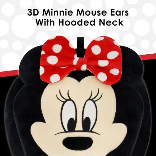 Vista 3 de FUL Disney Minnie Mouse Almohada con capucha para el cuello con orejas 3D, accesorios de viaje para avión, automóvil y oficina, cómoda