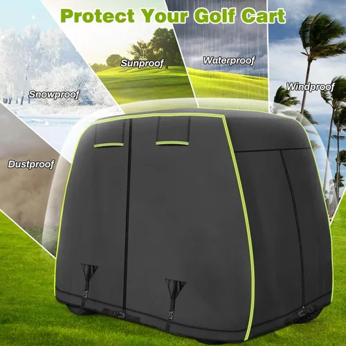 Vista 3 de Funda para carrito de golf de 2/4 pasajeros para EZGO, Club Car, Yamaha con tiras reflectantes, protección para todo tipo de clima, impermeable, a