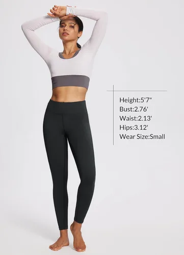 Vista 5 de BALEAF - Leggings de yoga suaves de cintura alta 78 para mujer con bolsillos profundos, pantalones de entrenamiento elásticos cepillados a prueba