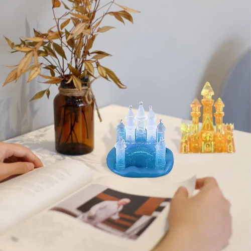 Vista 7 de iSuperb Moldes de silicona de 2 estilos para resina 3D Dream Castle, moldes de resina de cristal epoxi para candelabros de jabón, arcilla 2 Castillo