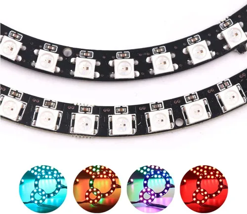 Vista 3 de Anillo LED WS2812 de 16 bits con cable de enchufe SM2.54-3P, WS2812B 5050 Módulo LED RGB direccionable DC5V con controladores incorporados