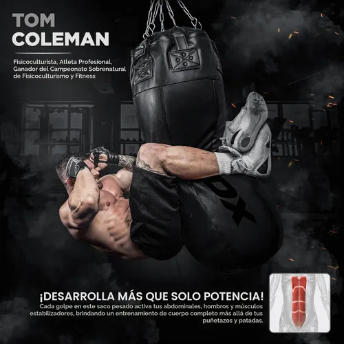 Vista 5 de RDX Saco de boxeo de doble ángulo de 4 pies con guantes y cadena colgante de 6 paneles – Uppercut & Body Shot Bolsa de boxeo pesada para Muay Thai