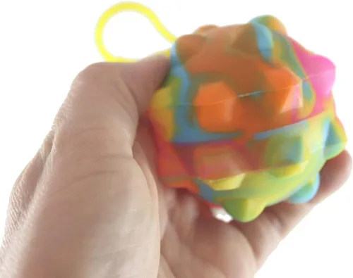 Vista 4 de Juego de 2 bolas de burbujas en clip – Bubble Poppers en bola Squeeze to Pop – Juguete de silicona Push Poke Bubble Wrap Fidget Toy – Presione