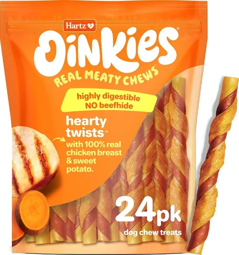Vista 9 de Oinkies - Golosinas masticables duraderas para perros envueltas en pollo, 25
