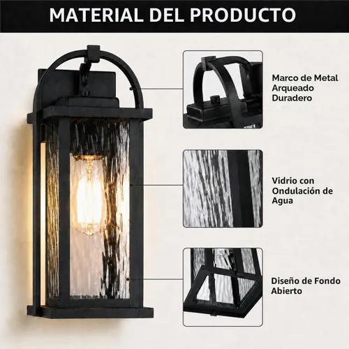 Vista 4 de Lámpara de pared para exteriores de 15 pulgadas, luz negra