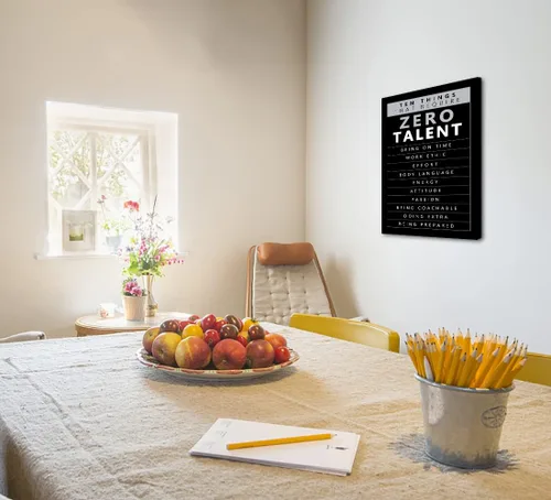 Vista 4 de Arte de pared motivacional Zero Talent Required - Póster de 10 claves del éxito, impresiones con citas positivas, decoración inspiradora de pared