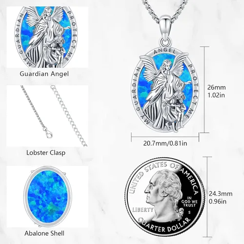 Vista 5 de Collar con colgante de San MiguelSan CristóperSan SebastiánGuadalupeÁngel de la GuardaSanta MuerteJudeJoseph para hombres y mujeres, plata de ley