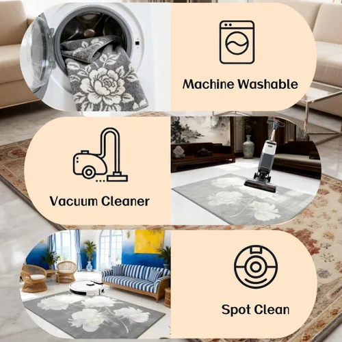 Vista 5 de Heated Floor Mat, Machine Washable Area Rug with Timer Fast Heating, Graphene Electric Heated Rug, Electric Carpet for Living Room, Dining Room
