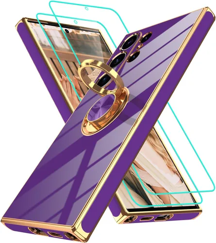 Vista 256 de Funda para Motorola Moto G 5G 2024: Funda Moto G Play 5G 2024 con 2 piezas de protectores de pantalla, soporte de anillo de rotación de 360°