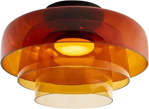 Vista 7 de Jowjut Luces de Techo de Montaje al Ras 1-Luz Cristal Gris Luces de Montaje al Ras 2-Capas Pantalla Mediados del Siglo Isla de Cocina Lámparas
