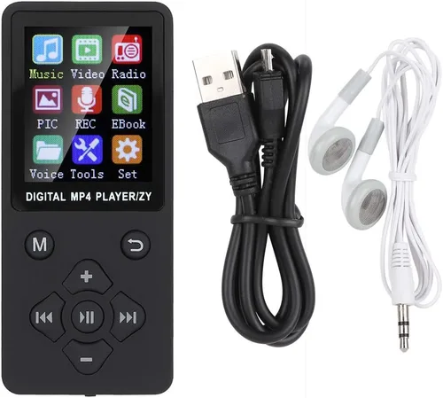Vista 6 de Reproductor MP4 MP3, pantalla de 1.8 pulgadas, reproductor de música digital portátil, grabación de radio, altavoz estéreo de sonido HiFi, tarjeta