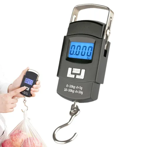 Vista 9 de Herramienta de medición de peso, báscula digital para maleta con capacidad de 110 libras110.2 lbs, báscula de pesaje portátil de acero inoxidable