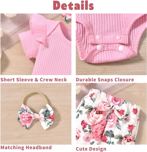 Vista 4 de Aalizzwell Conjunto de pantalones de canalé para bebés y niñas
