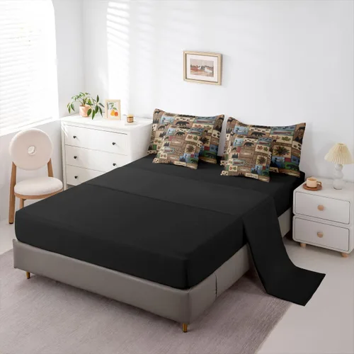 Vista 101 de Feelyou Juego de edredón de ciervo con sábanas – Tamaño Queen 7 piezas Juego de ropa de cama infantil de caza rústica – Cama de ciervo de cabaña