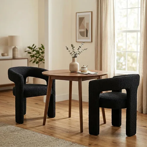 Vista 12 de Hyfirm Sillas de Comedor Modernas Tipo Barril Juego de 1, Cómoda Silla de Comedor de Acento Tapizada en Chenilla con Brazo para Cocina Sala de Estar