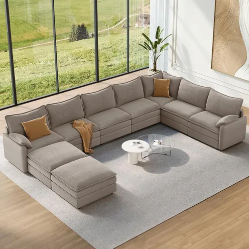 Vista 116 de Vesgantti Sofá modular de 108 pulgadas, cómodo sofá de nube con asiento profundo otomano movible, sofá modular en forma de L, sofás seccionales