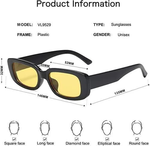 Vista 4 de 2022 Gafas de sol vintage para mujer gafas de sol rectangulares lentes UV400