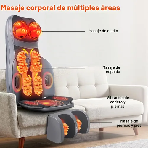 Vista 10 de Masajeador de espalda Shiatsu con calor, cojín de masaje eléctrico para el cuerpo Negro